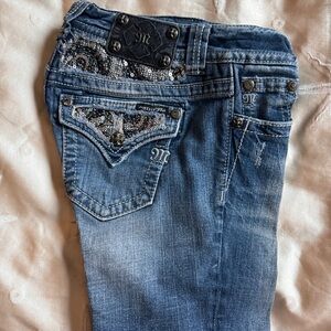 Miss Me Blue Jeans with Silver Embellishments